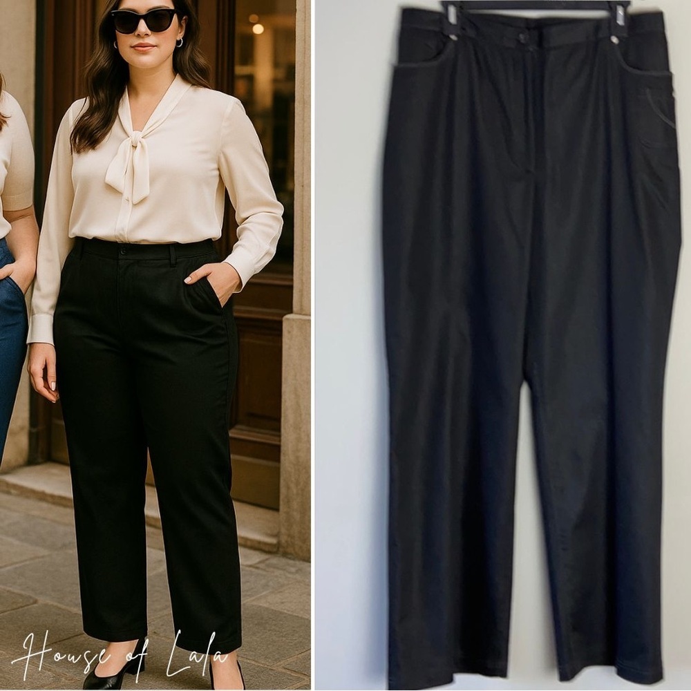 NWT Lanalee jeans straight wide leg pants size 14 elastic waist. Dark blue black